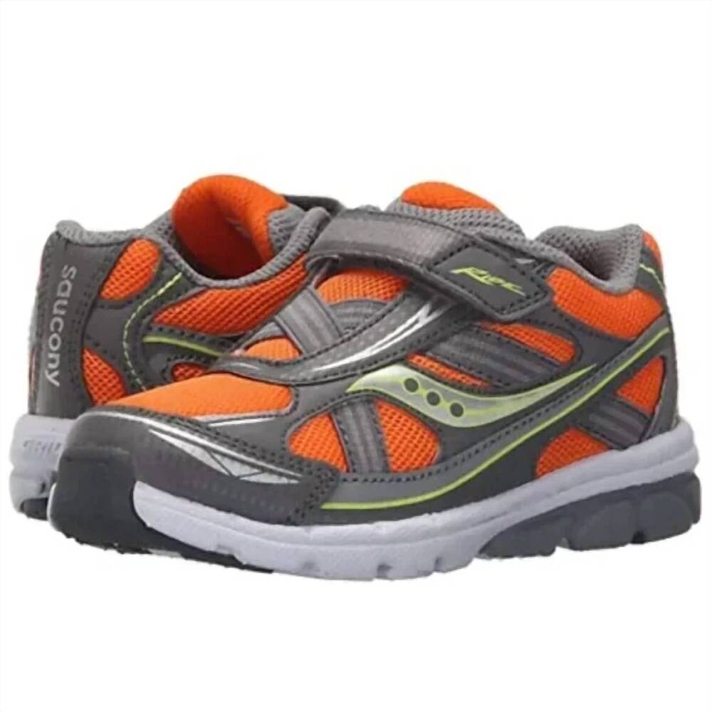 NEW SAUCONY boys' baby ride sneakers in orange/grey - Picture 2 of 6